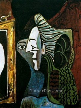 パブロ・ピカソ Painting - 鏡を持つ女 1963 パブロ・ピカソ